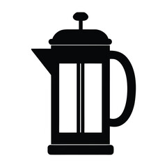 An old coffee grinder and antique metal pot sit isolated against a white background with a single glass mug