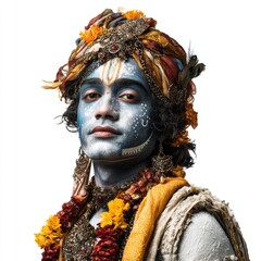 Colorful celebration of hindu culture festival event urban setting artistic portrait spiritual essence