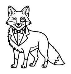 dapper fox wearing tuxedo gentleman animal mascot vector