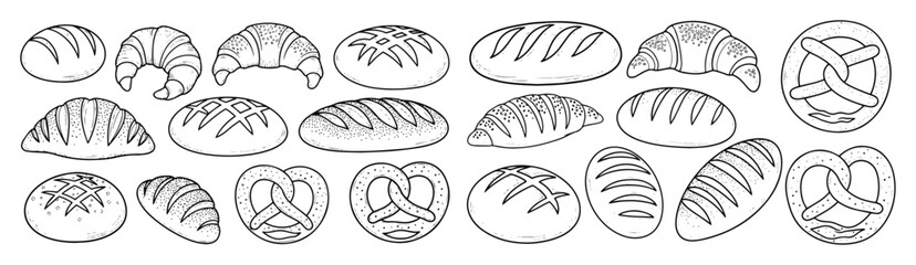 bread and pastry icon set bakery collection vector