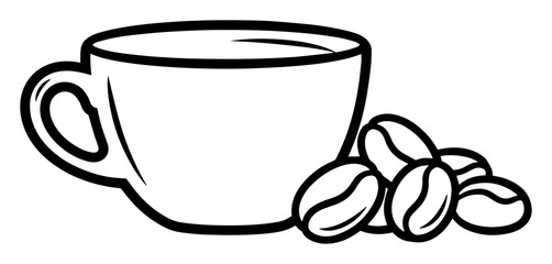 coffee cup with beans icon vector logo