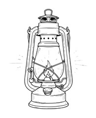 vintage kerosene oil lantern lamp sketch vector illustration