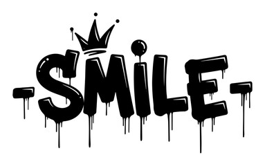 smile word graffiti style with crown street art vector