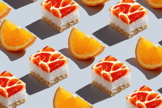 Sweet treats, orange slices,  geometric pattern