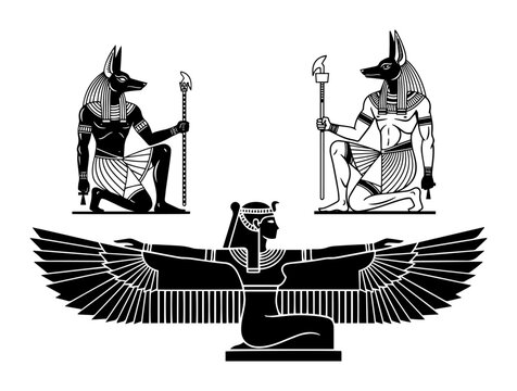 ancient egyptian gods and goddess maat black and white