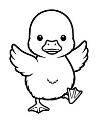 cute cartoon duckling character for coloring page