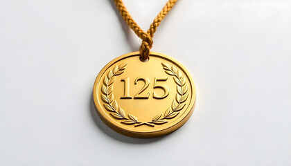 125 years gold medal isolated on white background