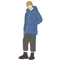 Young man in winter clothes