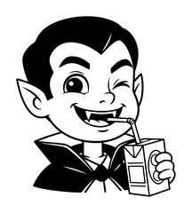 cute vampire boy cartoon drinking juice vector