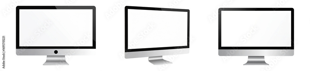Fototapete set of realistic computer display isolated on transparent background.