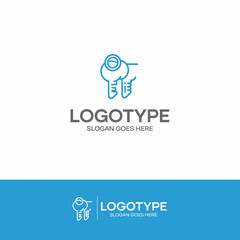 Fototapeta premium Modern abstract logo design featuring a key and magnifying glass, perfect for security, innovation, and search-related businesses seeking a professional and memorable brand identity