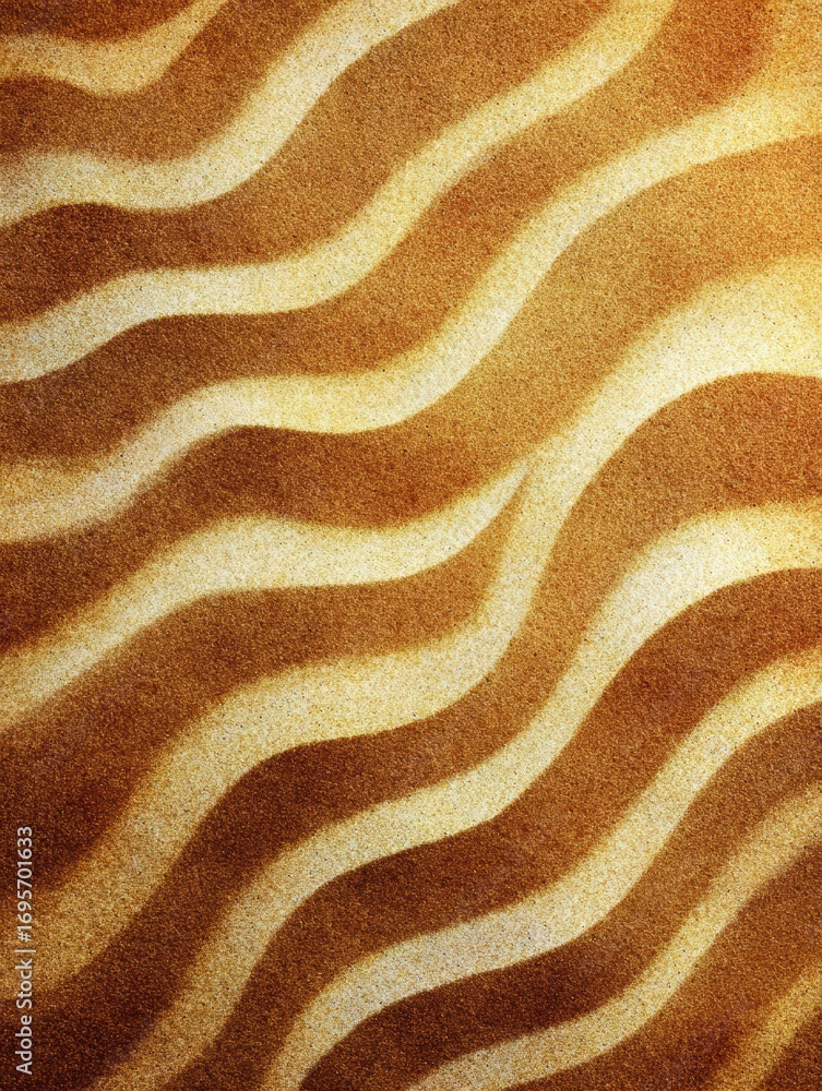 Poster smooth flowing waves create a textured pattern on a sandy surface in warm hues of brown and beige un
