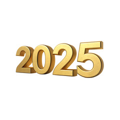 3d golden number 2025 shiny metallic rendered year concept for celebrations