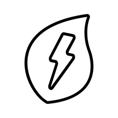 Vector black line icon for Green energy bolt