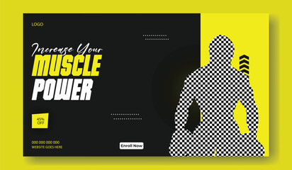 Muscular man with defined abs and chest flexing muscles in a gym setting with motivational text