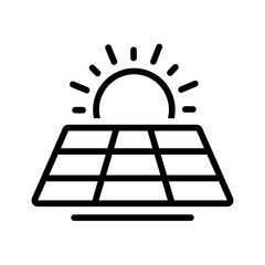 Vector black line icon for  Solar panel