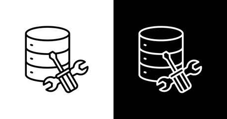 Server Maintenance White Icon Set Design