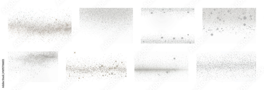 Poster png glittering particles forming abstract patterns, element set on transparent background