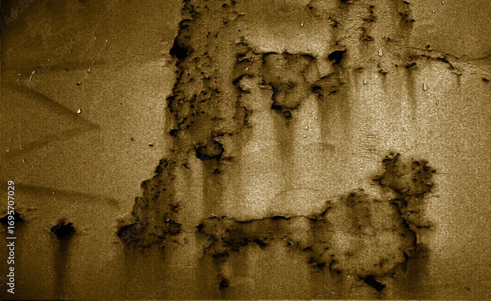 Poster distressed brown wall texture with water stains a grunge background for adding character and depth t