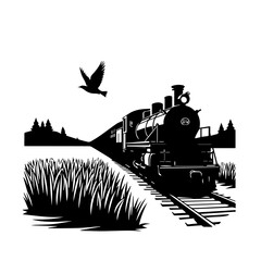 steam locomotive vector illustration, steam locomotive silhouette, vector, icon, illustration, cartoon, symbol, design, business, silhouette, house, set, city, night, sign, home