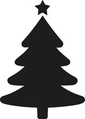 Christmas Tree Silhouette with Star - Festive Vector Graphic