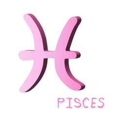 3d pisces zodiac sign Astrology clipart Element for design