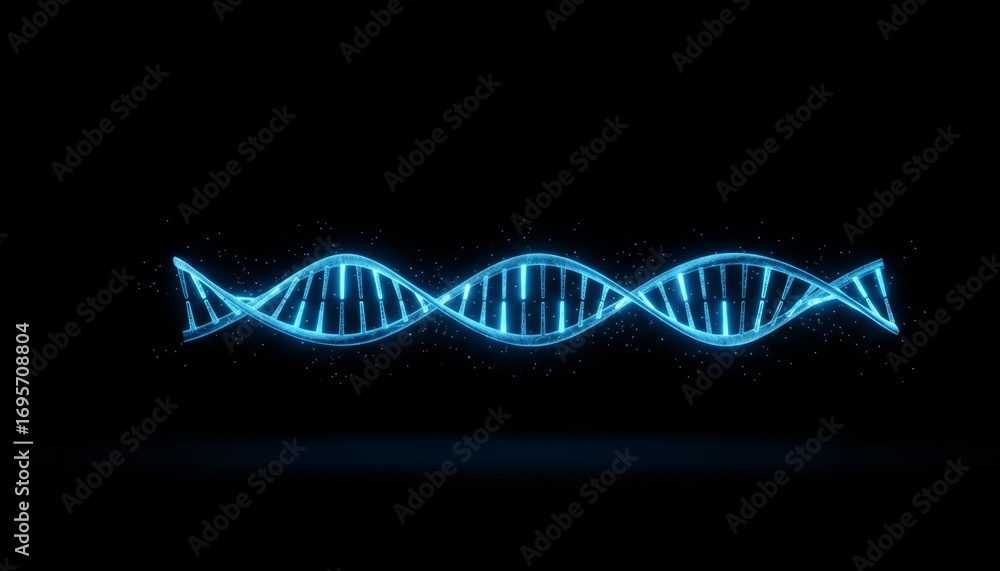 Poster minimalistic glowing dna strand floating in dark clean background for upscale design projects and sc