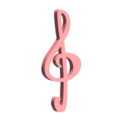 Fototapeta premium 3d treble clef. Hand drawn musical symbol. Single element for print, web, design, decor, logo