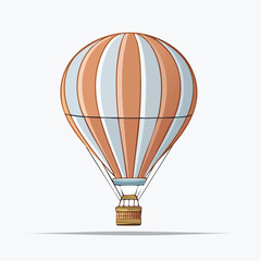Naklejka premium Vintage hot air balloon with a basket, perfect for illustrating adventures, travel, and whimsical journeys