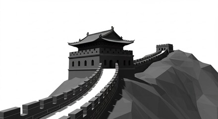 흑백으로 담은 장엄한 만리장성의 모습