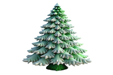 3d illustration of a charming, cartoonish evergreen tree with frosted branches, resembling a winter scene, isolated on a transparent background