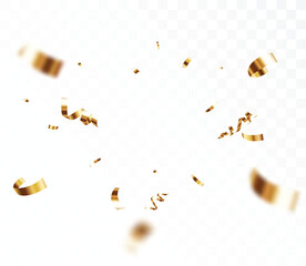 Beautiful falling gold confetti and ribbon backgrounds