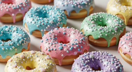 Colorful Frosted Donuts with Sprinkles and Star-Shaped Decorations.