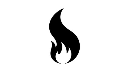 Simple black fire flame icon for graphic design elements.