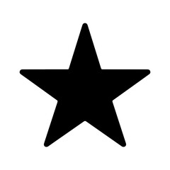 Simple black five pointed star icon isolated on a white background.