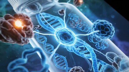 Conceptual illustration of innovative immunotherapy, targeting malignant cells with advanced genetic and neural technology - Powered by Adobe