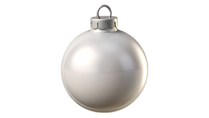 3d illustration of a single, plain, silver christmas ornament isolated on a transparent background, ready for festive decoration