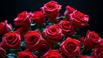 Obraz premium Closeup Vibrant Red Roses with Cinematic Effect