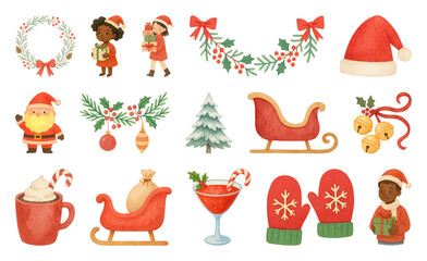 PNG Festive holiday clipart collection, element set on transparent background