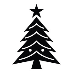 Obraz premium Simple silhouette christmas tree icon star top festive seasonal decoration holiday celebration