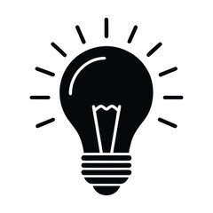 Bright idea light bulb concept symbol glowing energy innovation and creativity symbol simple icon