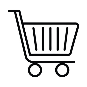 recommend clip art: Simple line art shopping cart icon for e-commerce online shopping and retail business concepts