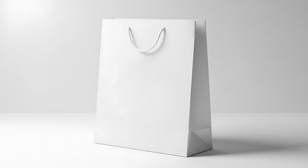 Blank White Shopping Bag Mockup on a Clean White Surface Displaying Its Versatile Design