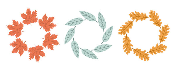 Round frame made of berries and leaves. Woodland wreath. Elegant floral seamless pattern. Template with copy space for wedding invitations and greeting cards. Vector stock illustration.