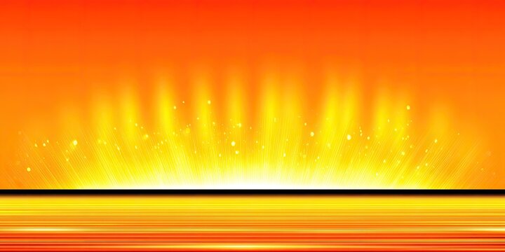 Abstract radiant orange background with radiating yellow light and horizontal lines - Powered by Adobe