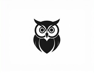 Fototapeta premium Minimal Owl Head Logo Vector Template in Black and White