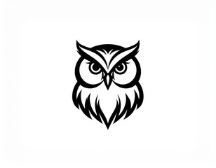 Fototapeta premium Minimal Owl Head Logo Vector Template in Black and White