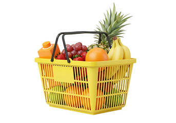 Yellow basket of fruit isolated on transparent background