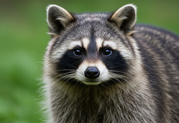 Obraz premium cute funny raccoon, closeup, isolated on a white background ai generated image 