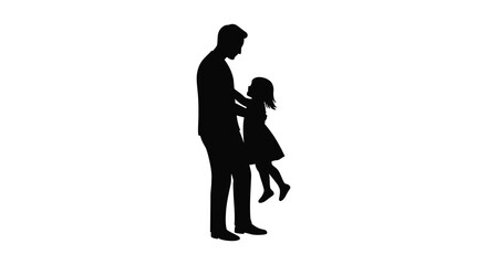 a silhouette of father holding daughter in his arms